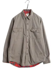 【お得なクーポン配布中!】 80s USA製 エルエルビーン コットン ダック 長袖 シャツ メンズ M / 80年代 ヴィンテージ LLBEAN チェック フランネル ライナー付き 無地