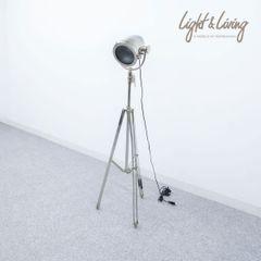 【中古品】Light&Living ライト＆リビング スポット ライト フロアスタンド サーチライト アンティーク調 照明 シルバー 定価9万