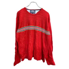 TOMMY HILFIGER ニット セーター Lサイズ トミーヒルフィガー レッド 古着卸 アメリカ仕入 t2411-3067