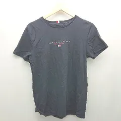 ◇ TOMMY HILFIGER クルーネック ロゴプリント カジュアル 薄手 半袖 Tシャツ サイズM ネイビー レディース E  【1308160022238】
