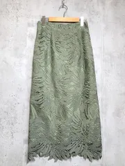 MERCURYDUO マーキュリーデュオ 001930800401-03 定価12100円 リーフ柄ケミカルレースタイト スカート sizeM/緑 ■■レディース