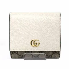 グッチ GUCCI ダブルG バイカラー ミディアム ウォレット ベージュ＆エボニー GGスプリーム キャンバス 598587 ホワイト 未使用品