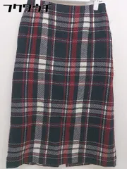 ◇ BEAUTY & YOUTH UNITED ARROWS チェック 膝下丈 タイト スカート サイズS ネイビー レッド レディース  【中古】 【1111290008153】