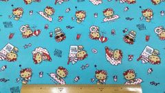 ハローキティ,生地幅142cm×長さ100cm ターコイズ