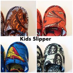 【Heiwa Slipper / 平和スリッパ】Kids Batik Slippers S (17cm〜18cm)【A〜D】/  キッズ ルームシューズ 室内履き バティック スリッパ