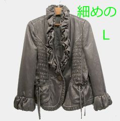伊太利屋 GK コレクション　レディース 中綿 ジャンパー 11号 Ｍ～Ｌ　赤みがあるグレー La Moda GOJI ラ モーダ ゴジ　フリル コート アウター　軽い　カワイイ