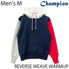 【未使用／メンズM】CHAMPION リバースウィーブ プルオーバーフーディ ネイビー／マルチ