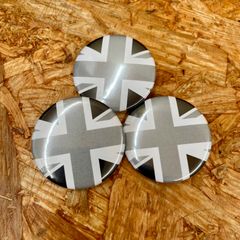 3個セット モノクロユニオンジャック 缶バッジ 44mm モッズマーク イギリス国旗 UK バッチ バッヂ ロッカーズ PUNK パンク べスパ トライアンフ