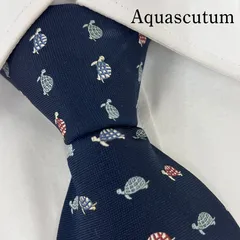 《美品》Aquascutum (アクアスキュータム) ネクタイ 総柄 亀 紺 赤 水色 グレー