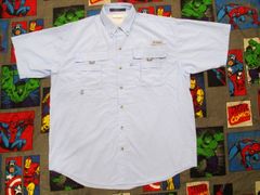 Columbia PFG バハマ 半袖フィッシングシャツ M サックスブルー USA古着 コロンビア