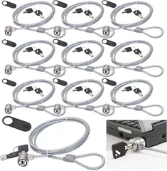 akindou ノートパソコン用 ワイヤーロック セキュリティワイヤー 1.2m 10個セット スペアキー 付 webカメラシャッター 10個付き 簡単に切れない ノーマルスロットサイズ 対応