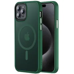 【MagSafe対応】Gtsoho iPhone 15 Pro ケース 用 ケース 透明 マグネット搭載 ワイヤレス充電 耐衝撃 耐久性 全面保護 黄ばみなし ストラップホール付き イフォン 15 Pro 用 カバー マグセーフ対応 グリーン