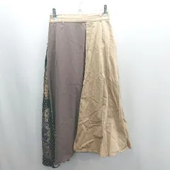 ◇ Θ ROSE BUD 配色切り替え ペイズリー柄 アシンメトリー ロング丈 フレア スカート サイズＦ ベージュ系 レディース E  【1502060021500】