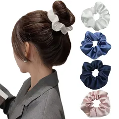 【人気商品】髪に優しい ヘアアクセ 大人っぽい プレゼント ヘアアクセサリー ヘアゴム ボリューム プレゼント シルクシュシュ 髪飾り【4個セット】ヘアゴム Coollooda