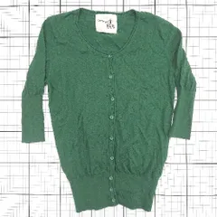 ◇ ⊇ antiqua アンティカ カジュアル 長袖 コットンカーディガン サイズM グリーン系 レディース E  【1508200028835】