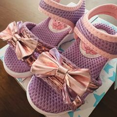 【16㎝】ぼんぼんりぼん　パープル　キッズ　リボン付き　サンダル　SA09218