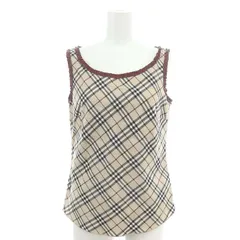 バーバリーブルーレーベル BURBERRY BLUE LABEL ノバチェック ノースリーブカットソー Tシャツ フリル 38 M ベージュ /AQ