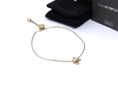 ■極美品■ EMPORIO ARMANI エンポリオアルマーニ スチール ブレスレット アクセサリー メンズ レディース ゴールド系 FS2212