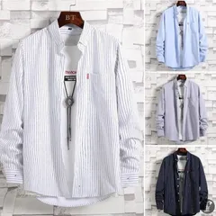 ビジネスシャツ カジュアルシャツ ストライプシャツ メンズ 長袖 ワークシャツ ボタンダウン 通勤 通学 春秋 新作 qyfs332