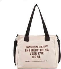 S.T.S.G 2WAY トートバッグ ショルダーバッグ キャンバス 肩掛け 斜めがけ ユニセックス A4 大容量 軽量 英字 ファスナー(ホワイト)