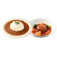 豚なんこつキーマカレー＋ハンバーグ 各1個セット 秋田県産100％の豚なんこつを使用したトロトロカレーとコリコリ触感のハンバーグ