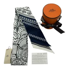 未使用品 HERMES エルメス Eperon d'Or Bandana エプロン ドール バンダナ 062978S 06 ツイリー スカーフ 2024SS ホワイト ネイビー ♯1073012027