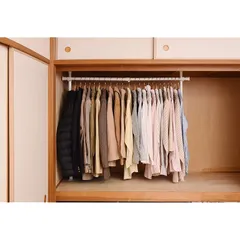 山善 突っ張り ハンガーラック 幅73-120×奥行9×高さ80-124cm 押入れ たっぷり収納 たて・よこ伸縮 かんたん設置 耐荷重30kg 組立品 ホワイト WJO-715(WH) 0