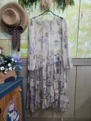 シースルー フリル ロング ワンピース