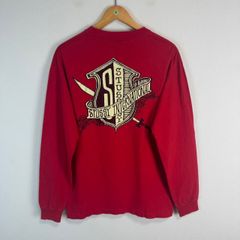 80s Stussy ステューシー Tシャツ 長袖 ロンT ワンポイントロゴ グラフィック プリント レッド Lサイズ メンズ 古着 ストリート USA製