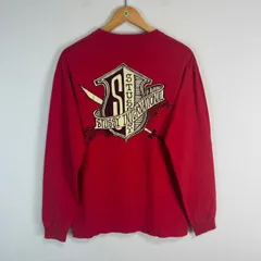 80s Stussy ステューシー Tシャツ 長袖 ロンT ワンポイントロゴ グラフィック プリント レッド Lサイズ メンズ 古着 ストリート USA製