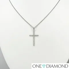 ダイヤ ネックレス 天然ダイヤモンド K18 WG 5.9g  0.34ct クロス ホワイトゴールド