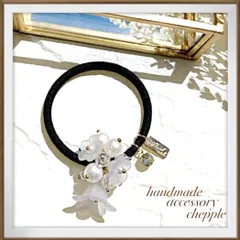 No.361  ほんのりグレーのフラワー可愛いヘアゴム　ヘアゴム　お花のヘアゴム【単品】