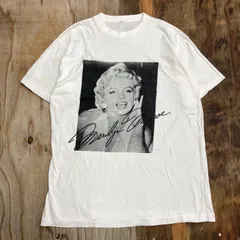 Marilyn Monroe マリリンモンロー シングルステッチ サイン フォト プリント 半袖 クルーネック Tシャツ パンク 80s 90s 古着 VINTAGE メンズ サイズ L MG235