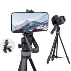 【Popular Item】Portable camera tripod, smartphone tripod, hydraulic panoramic head, compatible with iPhone/Android/cameras, etc. Used for selfies, group photos, live broadcasts, etc. Two-in-one universal ultralight aluminum alloy tripod, height 141CM, weight 640G