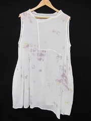 〇【美品】慈雨 ジウ センソユニコ プルオーバー ワンピース チュニック ノースリーブ 花柄 白 Lサイズ40 ■L25709SSA22-50-3（4）5/24（198）のサムネイル