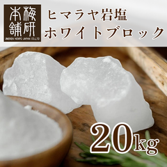 【梅研本舗】 食用 ヒマラヤ岩塩 ホワイト ブロック 20kg 塊 岩塩 食塩