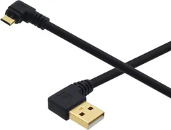【特価商品】右向き microUSB L字 タイプB 金メッキコネクタ マイクロUSBケーブル ブラック オーディオファン 1m