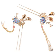 ［ドナリー］かんざし 簪 髪飾り アジアンテイスト 2本セット レディース (青) [青]