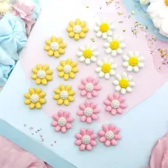 アクリル パーツ デコ 春色デイジー デコパーツ 22mm 同色6個 ハンドメイド材料 pt-2840