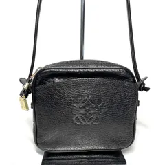 人気●ロエベ　ショルダーバッグ　アナグラム　ロゴ型押し　シボ革　ダークネイビー LOEWE】ショルダーバッグ アナグラム型押し レザー ネイビー