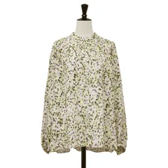 【美品】theory luxe セオリーリュクス ブラウス イエロー系 サイズ:38(M) / 24秋冬 フラワー プリント バンドカラー ブラウス / ピンタック 長袖 ラグランスリーブ / トップス シャツ カットソー【レディース】【中古】