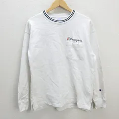 y■チャンピオン/CHAMPION ポケット付きトレーナー/厚手ロンT■白【メンズM】MENS復刻/74【中古】
