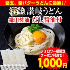 1月18日発送予定  釜玉や釜バターうどんにも最適！【本場 生麺 讃岐うどん 並切麺 750ｇ 鎌田醤油のだし醤油付】6人前　香川直送　　　（KUB）