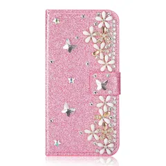 OYIME iphone 13 / iphone 14 ケース 手帳型 おしゃれ お花 蝶々 デザイン かわいい きらきら デコ 女子 女性向け きれい 優雅 カバー 横開き マグネット カード収納 耐衝撃 滑り防止 スマホケース ハンドメイド アィフォン 1