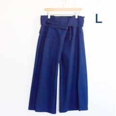 タイパンツ　Ｌ　ロング丈　ワイドパンツ　モーホーム　インディゴ