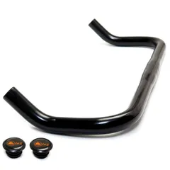 【人気商品】アルミ 合金 ブルホーン バー フラット/ハンドル 幅 410mm クランプ 25.4mm バー 22.2mm (01 ブラック)