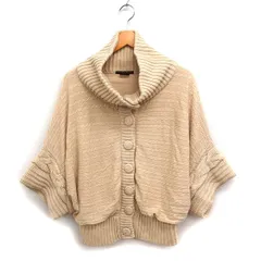 トラッゾドンナ Torrazzo Donna ニット ポンチョ ジャケット アウター ケーブル編み 五分袖 アンゴラ混 ベージュ /FT34のサムネイル