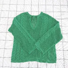 ◇ Θ LOWRYS FARM ローリーズファーム Vネック 長袖 ニット セーター サイズF グリーン系 レディース E  【1509100082149】