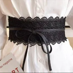 即発送　黒　レース サッシュ ベルト コルセット ウエストマーク