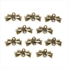 T-232X アンティーク チャーム【リボン コネクター】10個セット カン付き 両カン ストラップ ピアス イヤリング ハンドメイド アクセサリーパーツ